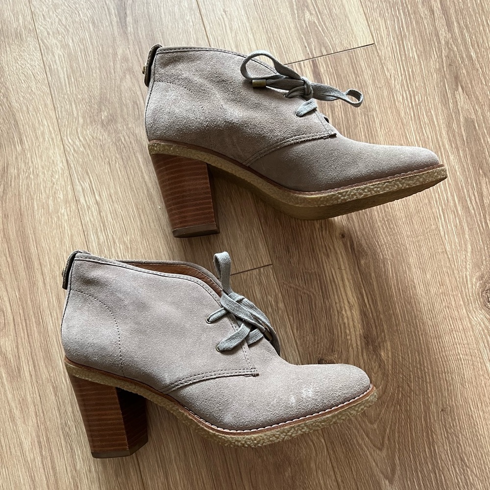Gray Suede Coach Booties Size 8.5